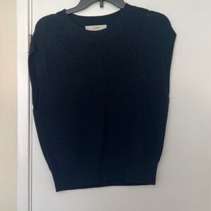 Navy knit top with cap sleeve by Loft, size M